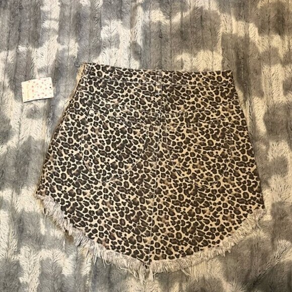 Free People Bailey Denim leopard print skirt Size 26 - Picture 3 of 10